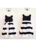 Black And White Taffeta Striped Flower Girl Dress Black And White Taffeta Striped Flower Girl Dress